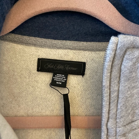 SAKS FIFTH AVENUE Men Medium Gray Sweatshirt Zip Up - Picture 5 of 7